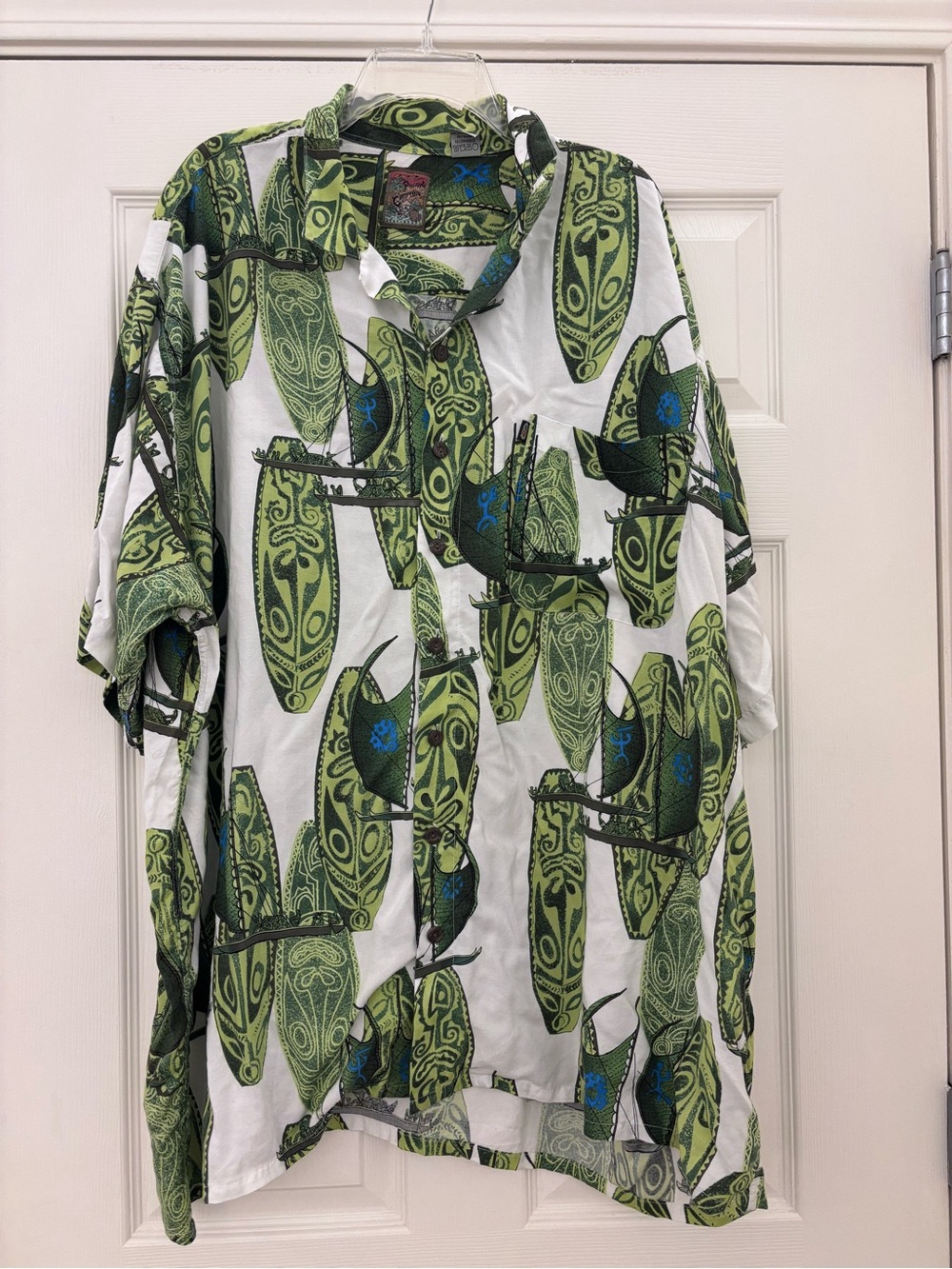 Pineapple Connection 4XLT Hawaiian Shirt Blue Palm Tropical Big & Tall Rayon